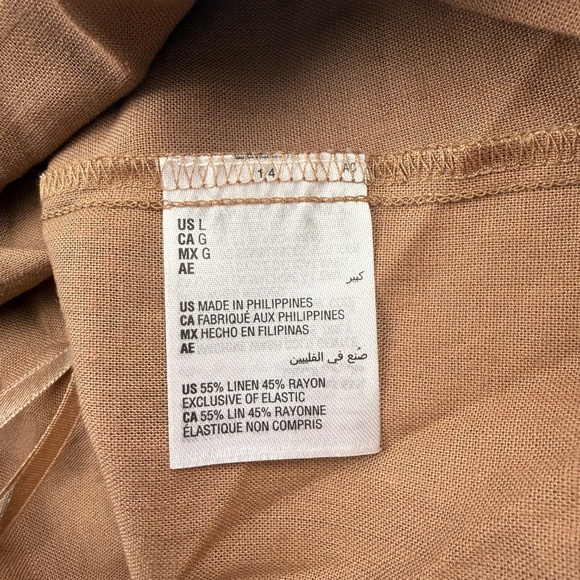 State of Day Linen Blend Sleeveless Pajamas Set Natural Umber Brown L - Picture 6 of 11